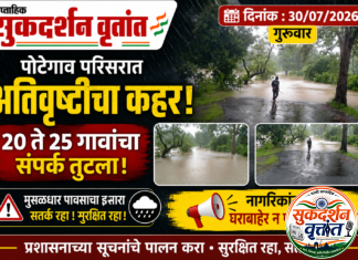 पोटेगाव परिसरात अतिवृष्टीचा कहर ; २० ते २५ गावांचा संपर्क तुटला, नागरिकांना घराबाहेर न पडण्याचे आवाहन.
